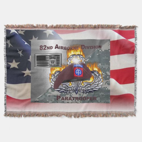 82nd Airborne Division Awesome Paratrooper Throw Blanket