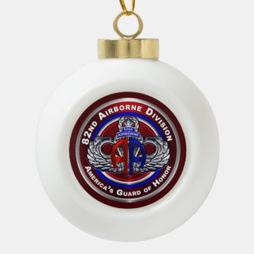 82nd Airborne Division   Ceramic Ball Christmas Ornament