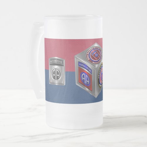 82nd Airborne Division Colors Steel Cube Frosted Glass Beer Mug