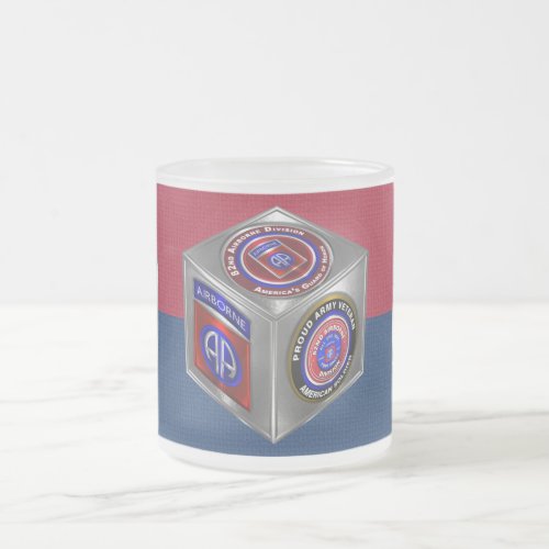 82nd Airborne Division Colors Steel Cube Frosted Glass Coffee Mug