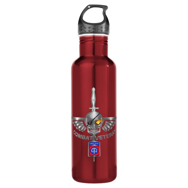 82nd Airborne Division “COMBAT VETERAN" Stainless Steel Water Bottle (Front)