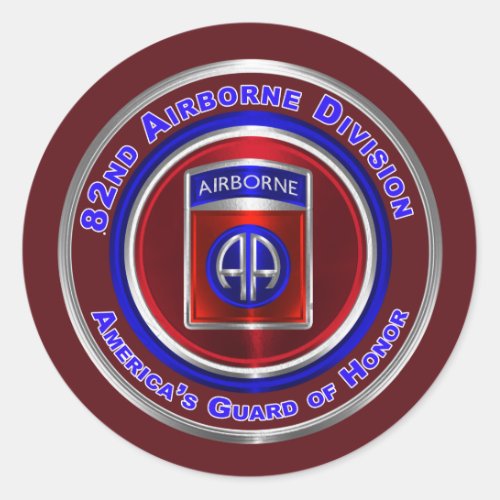 82nd Airborne Division Custom Blue Text Classic Round Sticker