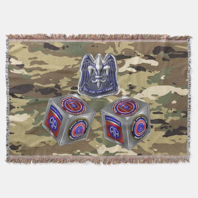 82nd Airborne Division Custom Cube Design Throw Blanket (Front)