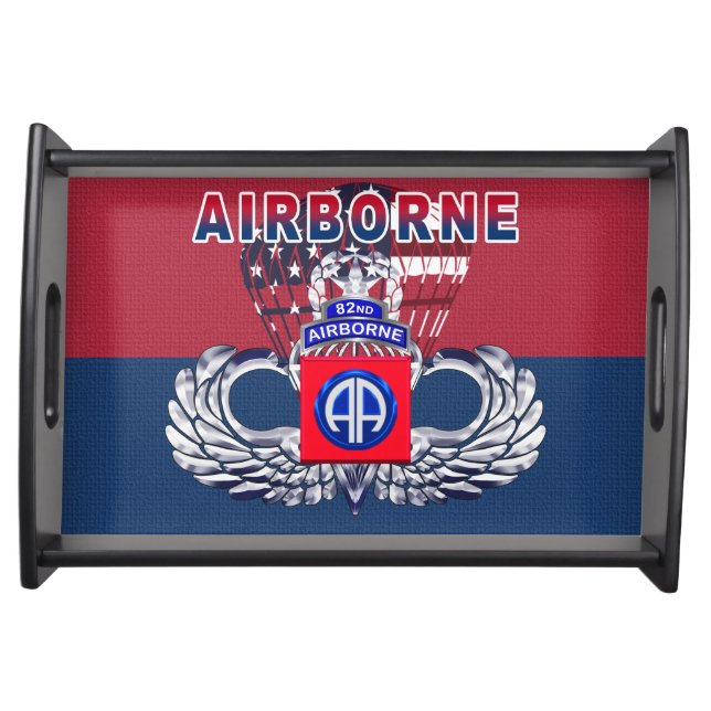 82nd Airborne Division Custom Jump Wings & Chute Serving Tray (Front)