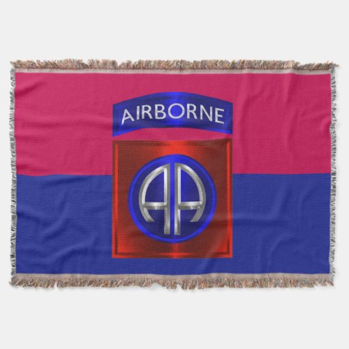 82nd Airborne Division Custom Metal Like Patch Throw Blanket
