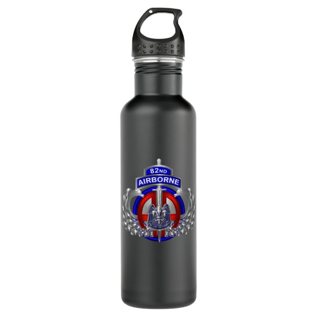 82nd Airborne Division Custom Wings Stainless Steel Water Bottle (Front)