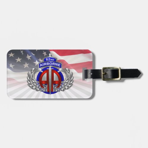 82nd Airborne Division Dagger American Flag Luggage Tag