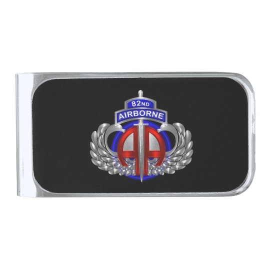 82nd Airborne Division Dagger Design Silver Finish Money Clip