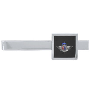 82nd Airborne Division Dagger & Wings Silver Finish Tie Bar