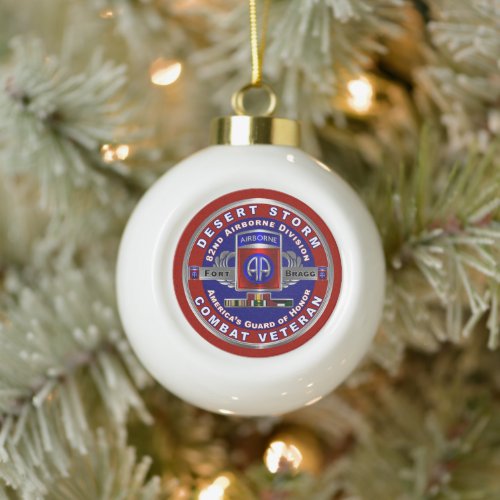82nd Airborne Division Desert Storm Veteran  Ceramic Ball Christmas Ornament