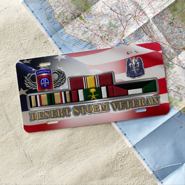 82nd Airborne Division Desert Storm Veteran License Plate (In Situ)