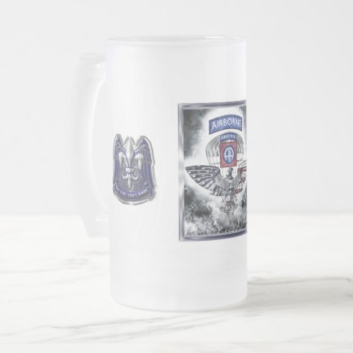 82nd Airborne Division Explosive Framed Design Frosted Glass Beer Mug