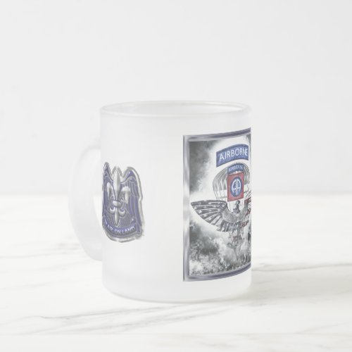 82nd Airborne Division Explosive Framed Design Frosted Glass Coffee Mug