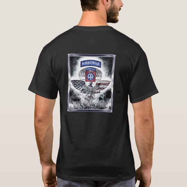 82nd Airborne Division Explosive Framed Design T-Shirt (Back)