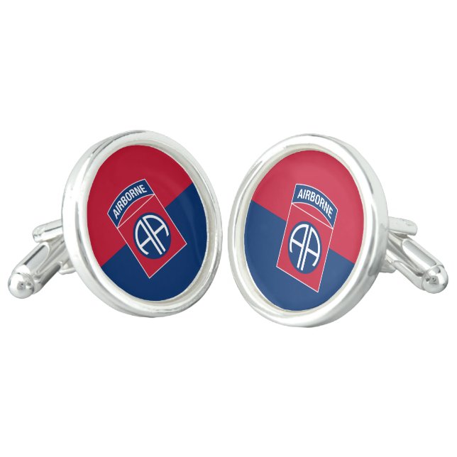 82nd Airborne Division Flag Military Veteran Cufflinks (Angled)