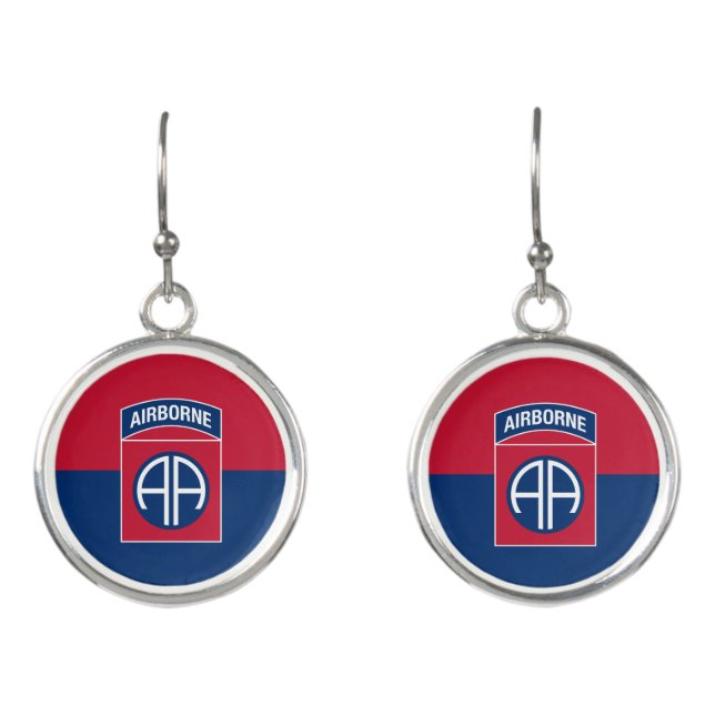 82nd Airborne Division Flag Military Veteran Earrings (Front)