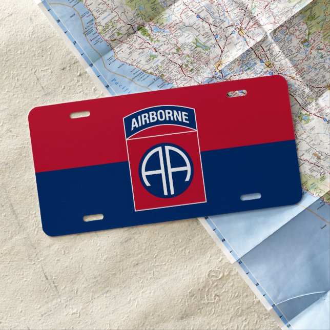 82nd Airborne Division Flag Military Veteran License Plate (In Situ)