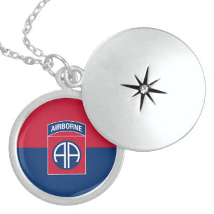 82nd Airborne Division Flag Military Veteran Locket Necklace