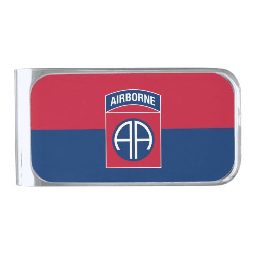 82nd Airborne Division Flag Military Veteran Silver Finish Money Clip