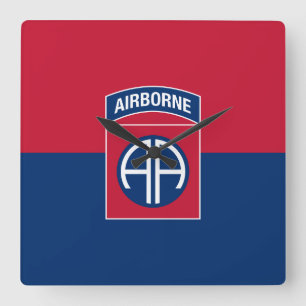 82nd Airborne Division Flag Military Veteran Square Wall Clock