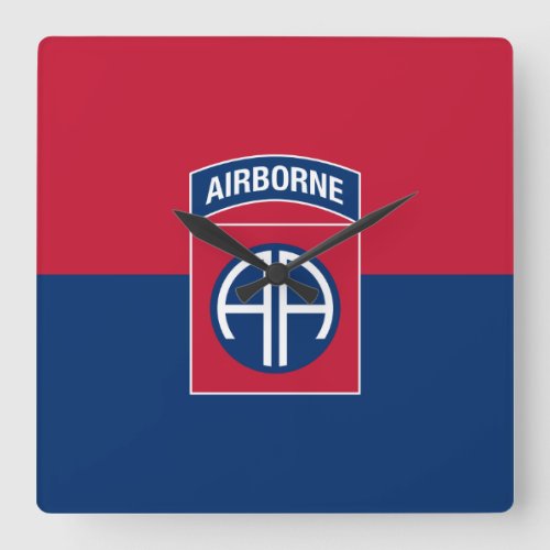 82nd Airborne Division Flag Military Veteran Square Wall Clock