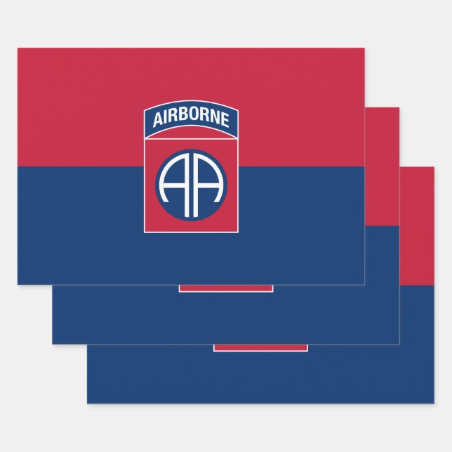 82nd Airborne Division Flag Military Veteran Wrapping Paper Sheets (Set)