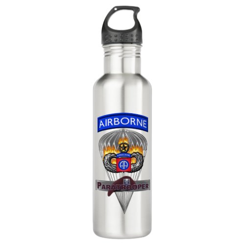 82nd Airborne Division Flaming Wings Stainless Steel Water Bottle