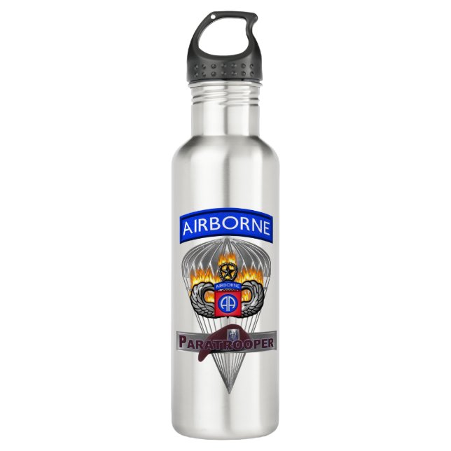 82nd Airborne Division “Flaming Wings" Stainless Steel Water Bottle (Front)