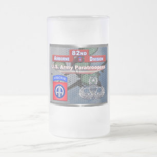 82nd Airborne Division Fort Bragg Frosted Glass Beer Mug