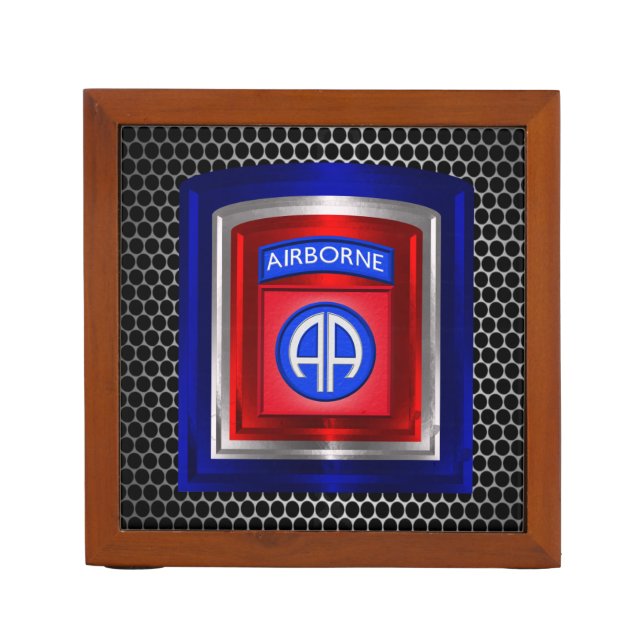 82nd Airborne Division Framed Patch Desk Organizer (Front)