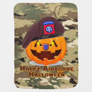 82nd Airborne Division Halloween Pumpkin CAMO! Baby Blanket