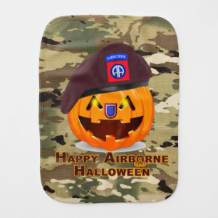 82nd Airborne Division Halloween Pumpkin CAMO! Baby Burp Cloth