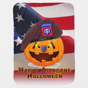 82nd Airborne Division Halloween Pumpkin USA Flag  Baby Blanket