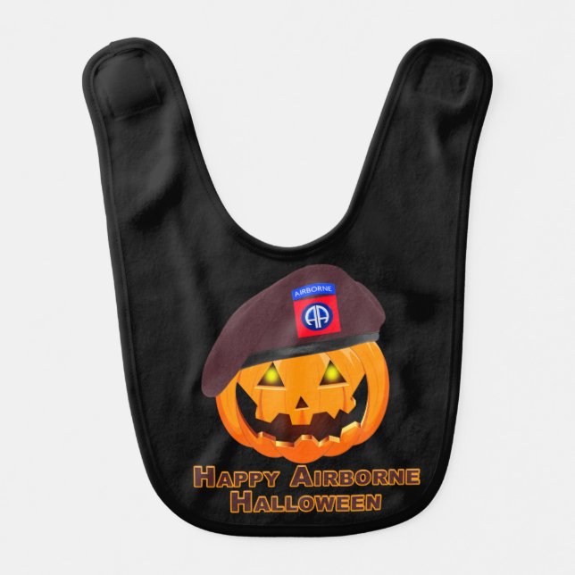 82nd Airborne Division Happy Halloween Pumpkin Baby Bib (Front)