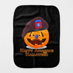82nd Airborne Division Happy Halloween Pumpkin Baby Burp Cloth