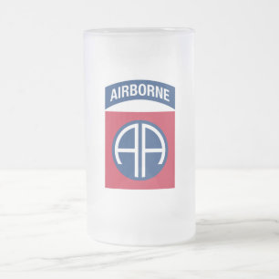 82nd Airborne Division Insignia Military Veteran Frosted Glass Beer Mug