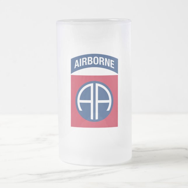 82nd Airborne Division Insignia Military Veteran Frosted Glass Beer Mug (Center)
