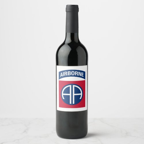 82nd Airborne Division Insignia Military Veteran Wine Label
