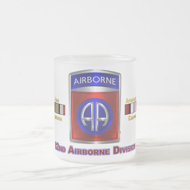 82nd Airborne Division Iraq & Afghanistan Veteran Frosted Glass Coffee Mug (Center)