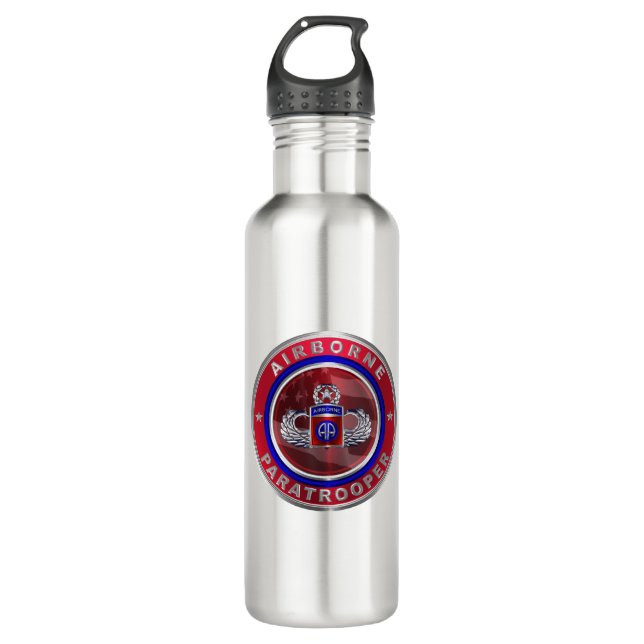 82nd Airborne Division “Jumpmaster” Stainless Steel Water Bottle (Front)