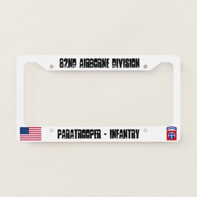 82nd airborne division license plate bracket licen frame (Front)