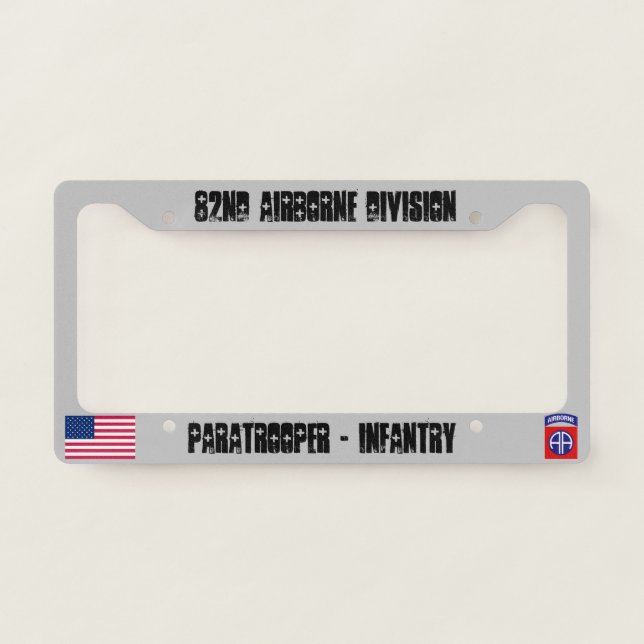 82nd airborne division license plate bracket licen frame (Front)