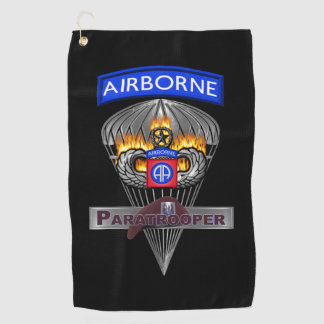 82nd Airborne Division Paratrooper Flaming Wings Golf Towel