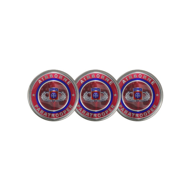 82nd Airborne Division Paratrooper  Golf Ball Marker (3 Up)