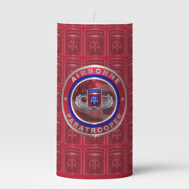 82nd Airborne Division Paratrooper Pillar Candle (Front)