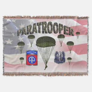 82nd Airborne Division Paratrooper Throw Blanket