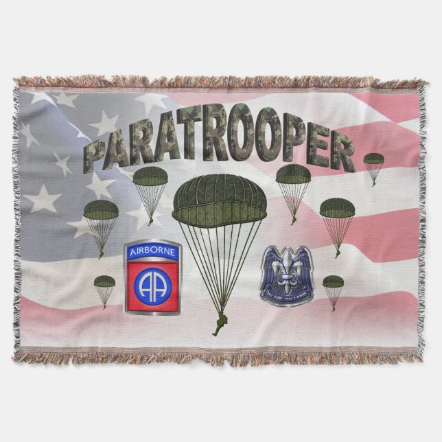 82nd Airborne Division Paratrooper Throw Blanket (Front)