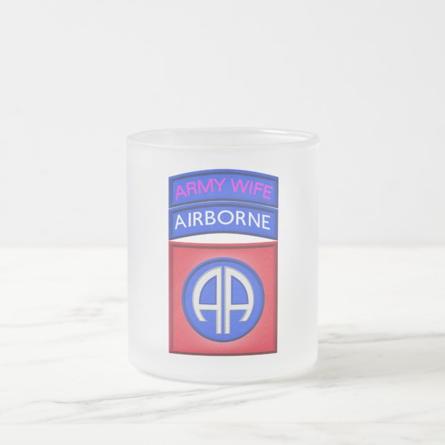 82nd Airborne Division “Paratrooper Wife” Frosted Glass Coffee Mug (Center)