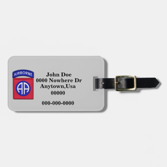 82nd airborne division patch luggage tag (Front Horizontal)