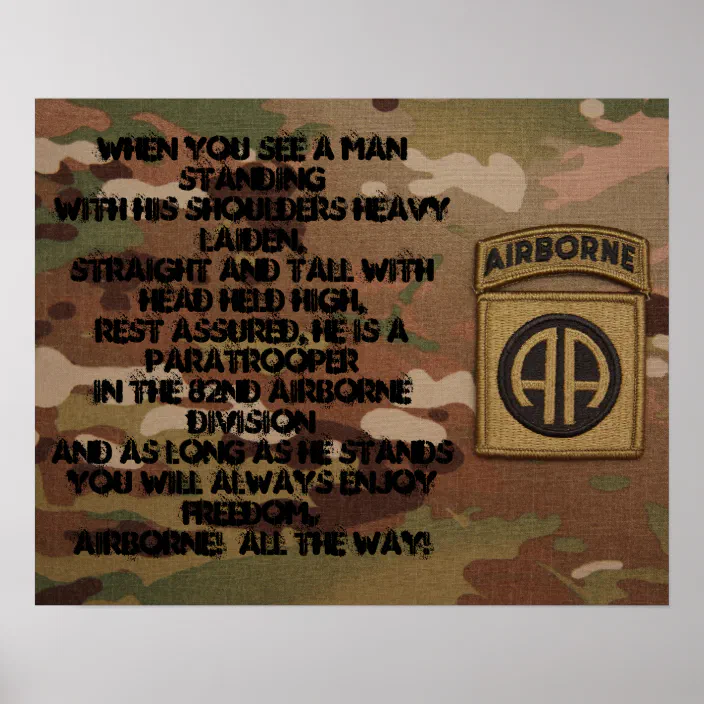 US Army 82nd Airborne Division; Custom Photo Poster Paratroopers